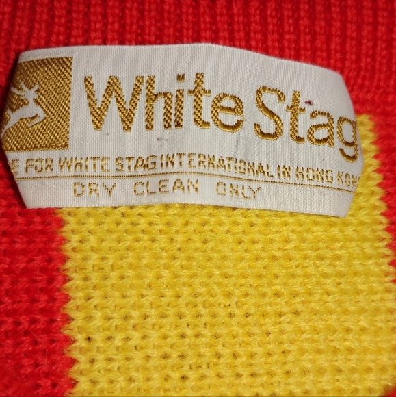 VINTAGE RED BLUE & YELLOW WHITE STAGE SWEATER - Picture 2 of 8